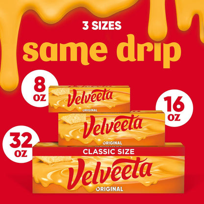Velveeta Original Cheese Block – Smooth Queso Dip for Playdate Snacks and Family Game Night, 1 lb
