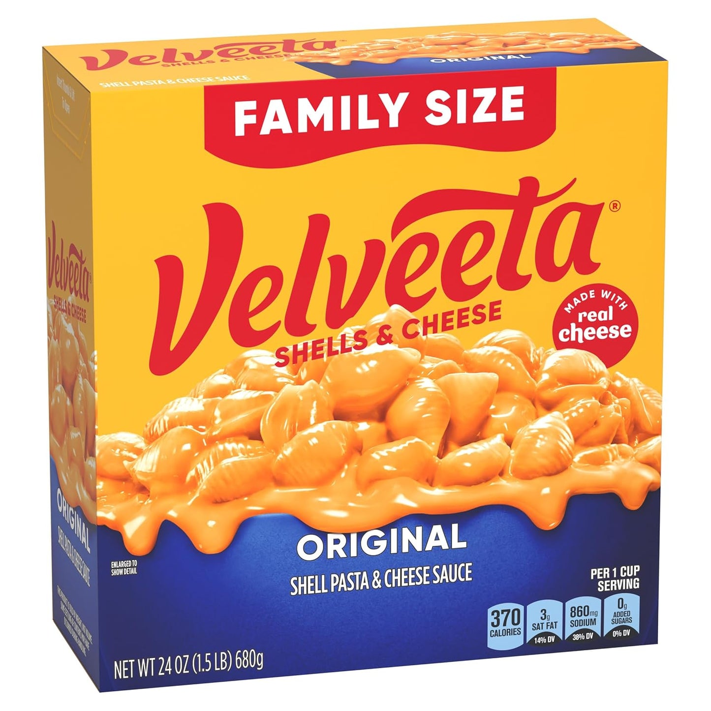 Velveeta Shells & Cheese Original 24 oz Box – Quick Weeknight Pasta Side for Kids Lunches and Dinner Tables
