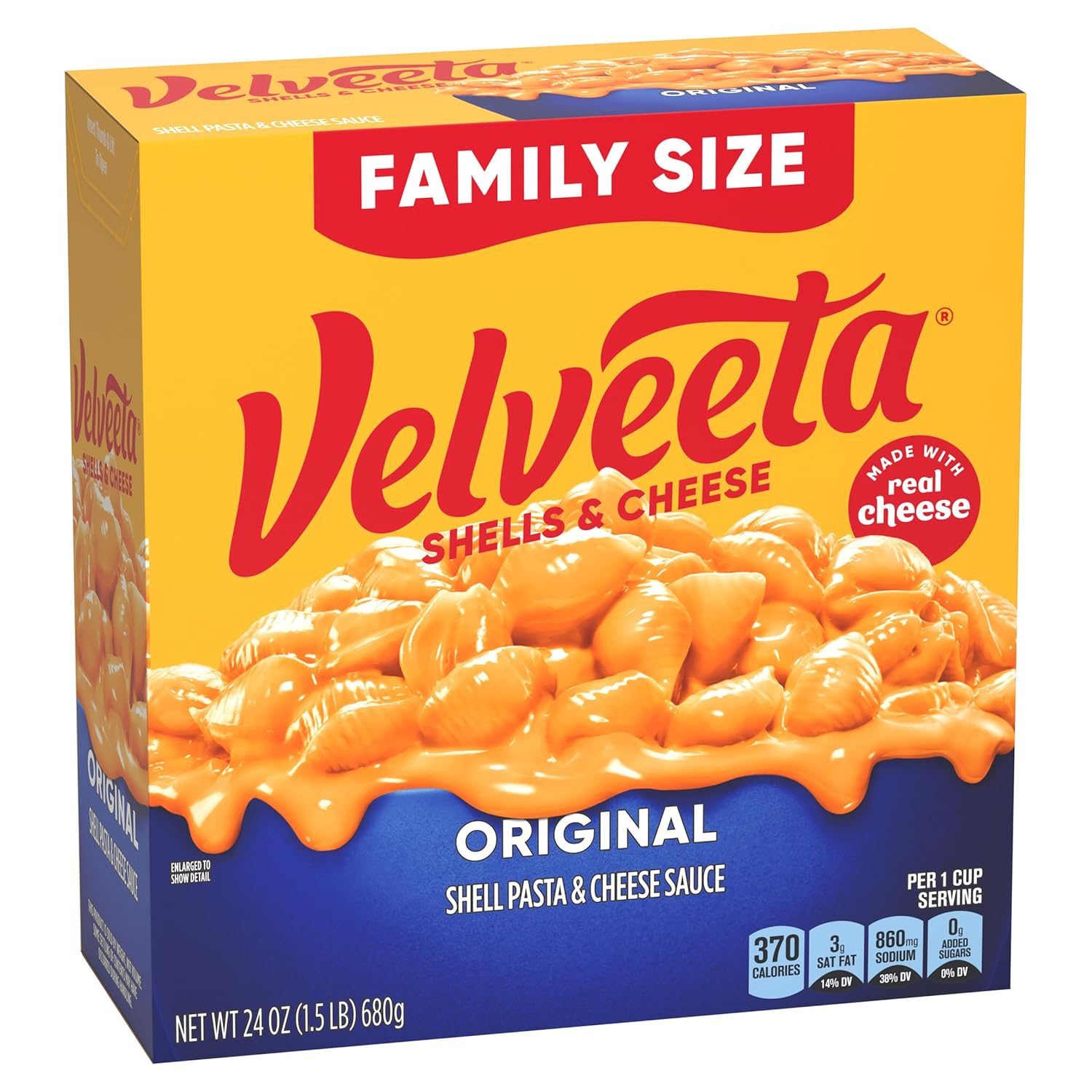 Velveeta Shells & Cheese Original 24 oz Box – Quick Weeknight Pasta Side for Kids Lunches and Dinner Tables