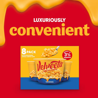 Velveeta Shells & Cheese Original Microwaveable Cup – Quick Microwave Meal for Busy Parents and Hungry Kids, 4 ct Multipack