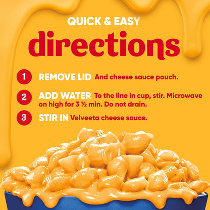 Velveeta Shells & Cheese Original Microwaveable Cup – Quick Microwave Meal for Busy Parents and Hungry Kids, 4 ct Multipack