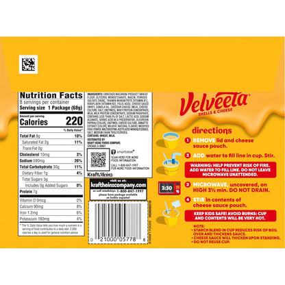 Velveeta Shells & Cheese Original Microwaveable Cup – Quick Microwave Meal for Busy Parents and Hungry Kids, 4 ct Multipack