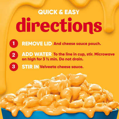 Velveeta Shells & Cheese Single-Serve Microwave Cups – Fast Lunch Break Meal for Office Pantries, 3.5-Minute Prep, 2.19 oz 4-Pack