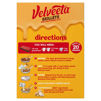 Velveeta Skillets Comfort Food Box – Cheesy Family Favorite for Picky Kids, Ready in 20 Minutes