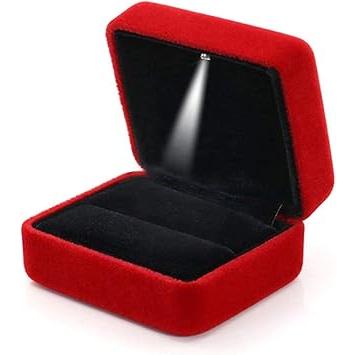 Velvet Ring Box with LED Light – Holiday Gift Idea for Couples, Anniversary Jewelry Presentation Box