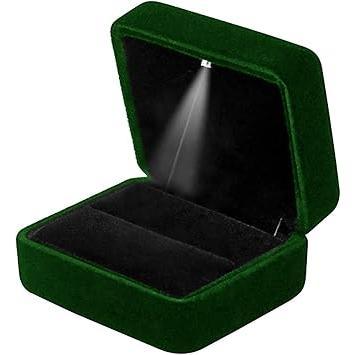 Velvet Ring Box with LED Light – Holiday Gift Idea for Couples, Anniversary Jewelry Presentation Box