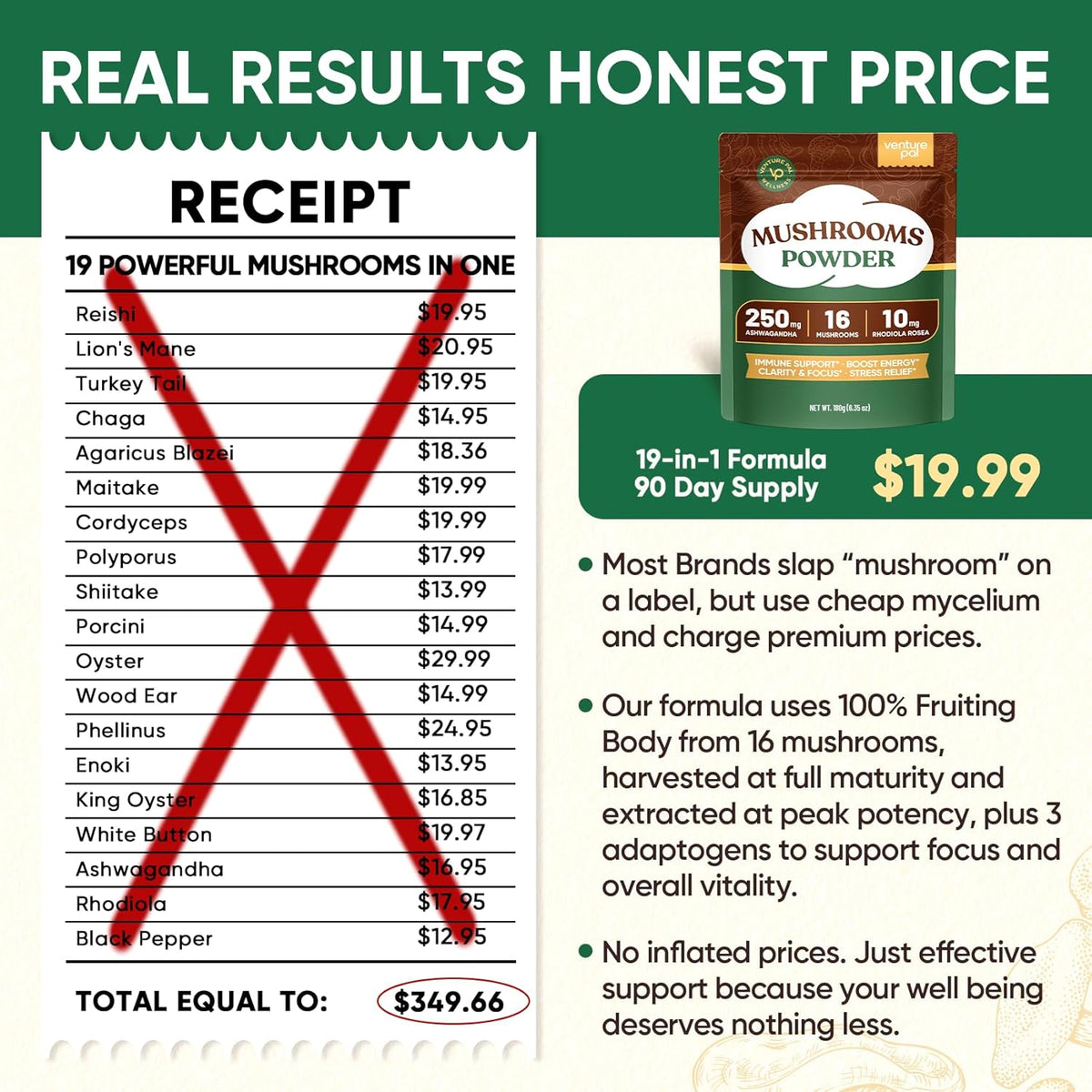 Venture Pal Mushroom Adaptogen Formula – Streamlined, Non-GMO Daily Stack for a Less-Is-More Supplement Shelf