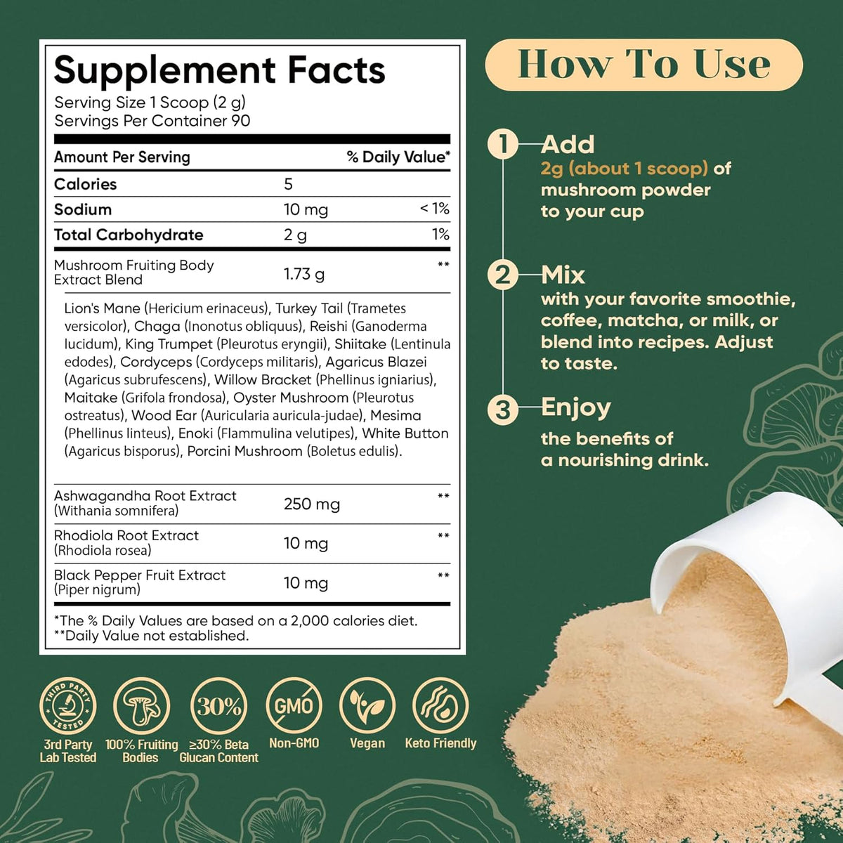 Venture Pal Mushroom Adaptogen Formula – Streamlined, Non-GMO Daily Stack for a Less-Is-More Supplement Shelf