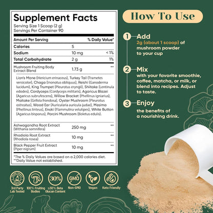 Venture Pal Mushroom Adaptogen Formula – Streamlined, Non-GMO Daily Stack for a Less-Is-More Supplement Shelf