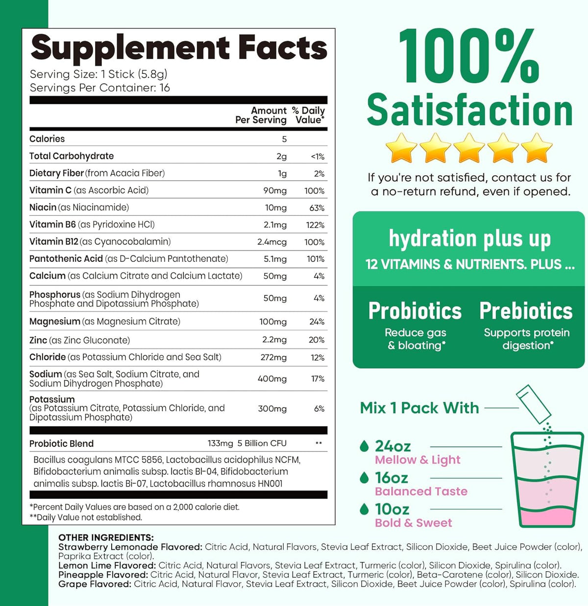 Venture Pal Probiotic Hydration Powder – Wellness Ritual Electrolyte Stick for Clean Energy, Bloating Relief, and Evening Wind-Down