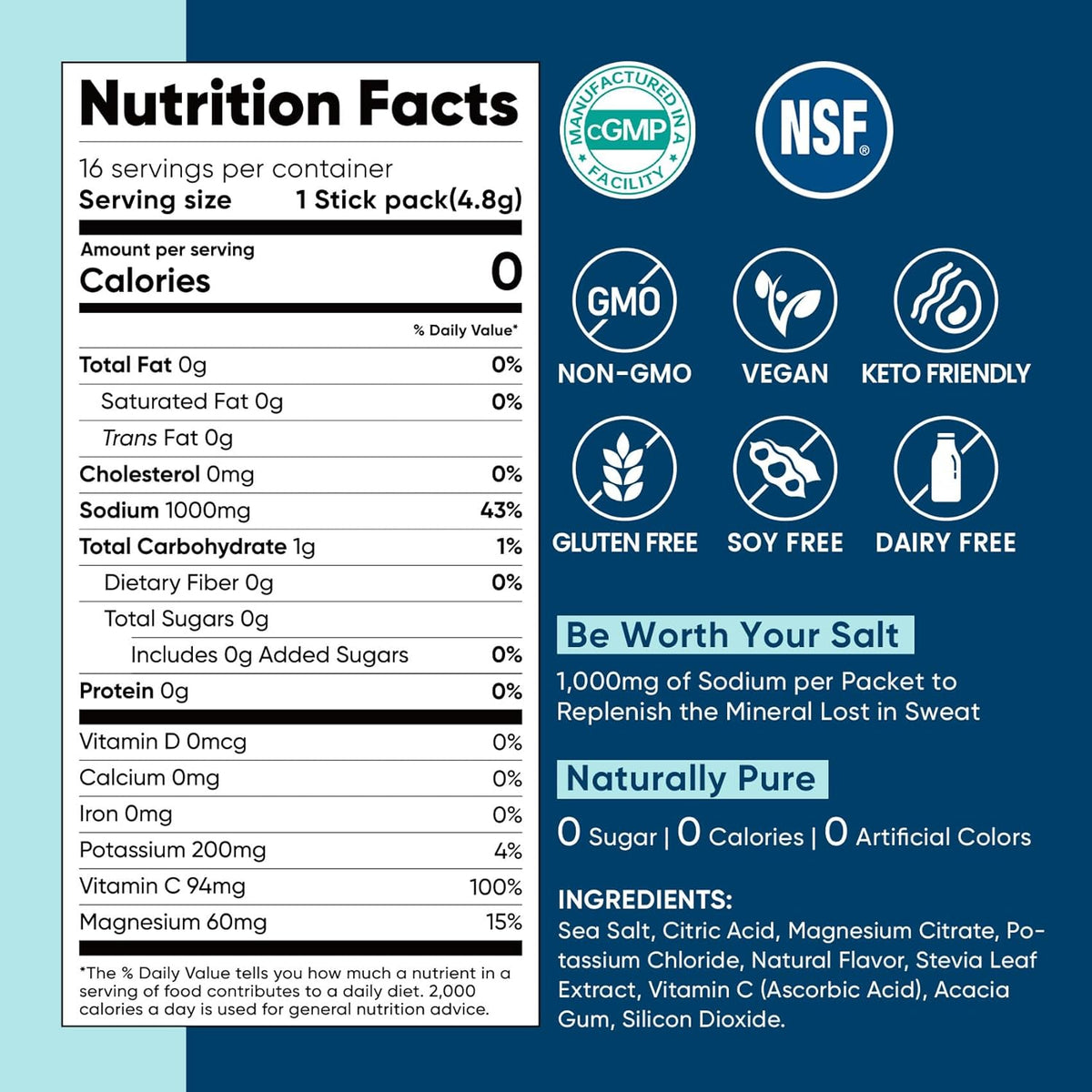 Venture Pal Sugar-Free Electrolyte Hydration Packets – Workday Focus Support for Runners, Cyclists, and Remote Workers, 16 Sticks