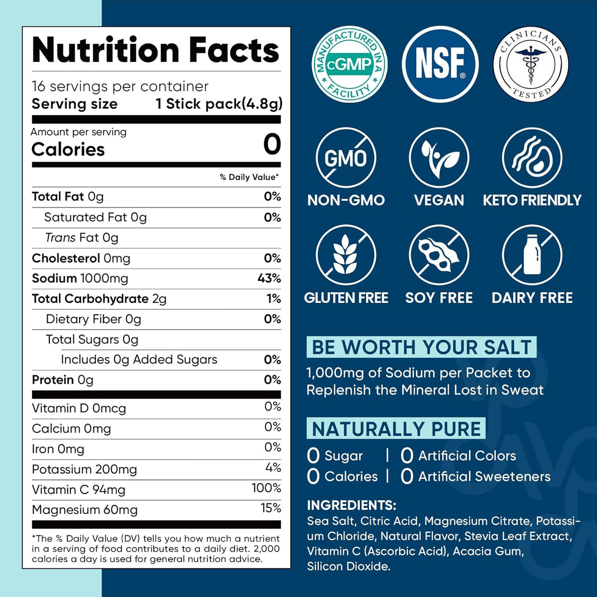 Venture Pal Sugar Free Electrolyte Packets – Pocket Size Hydration for Day Hikes, Festivals and Travel Days