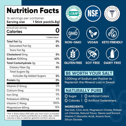 Venture Pal Sugar Free Electrolyte Packets – Pocket Size Hydration for Day Hikes, Festivals and Travel Days