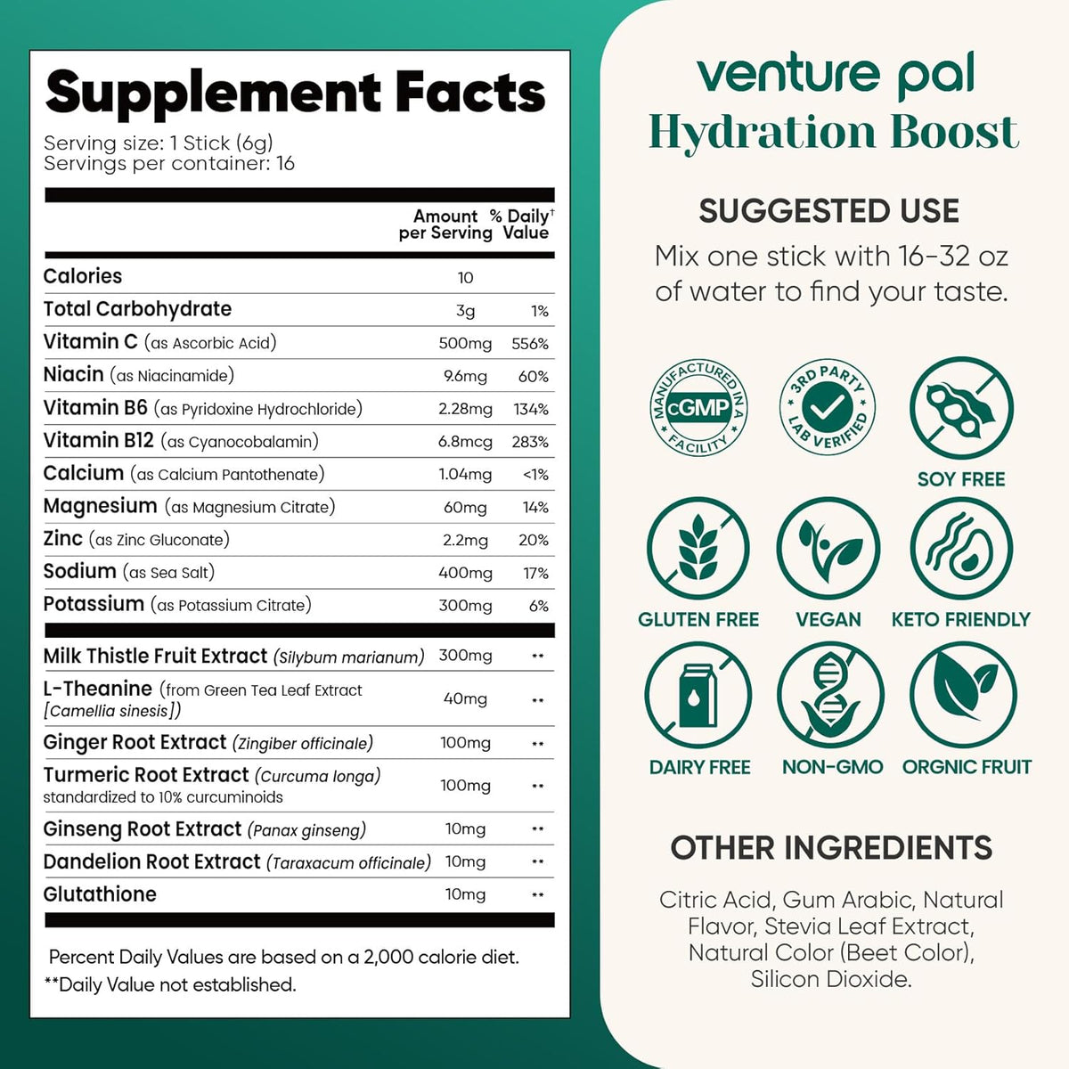 Venture Pal Sugar-Free Wellness Hydration – Liver & Calm-Focus Support for Personal Care Rituals