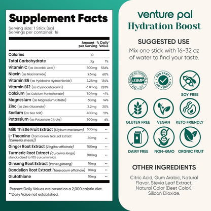 Venture Pal Sugar-Free Wellness Hydration – Liver & Calm-Focus Support for Personal Care Rituals