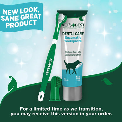 Vet's Best Dog Toothpaste & Brush Kit – Family-Friendly Dental Care, Natural Non-Toxic Formula Safe Around Kids