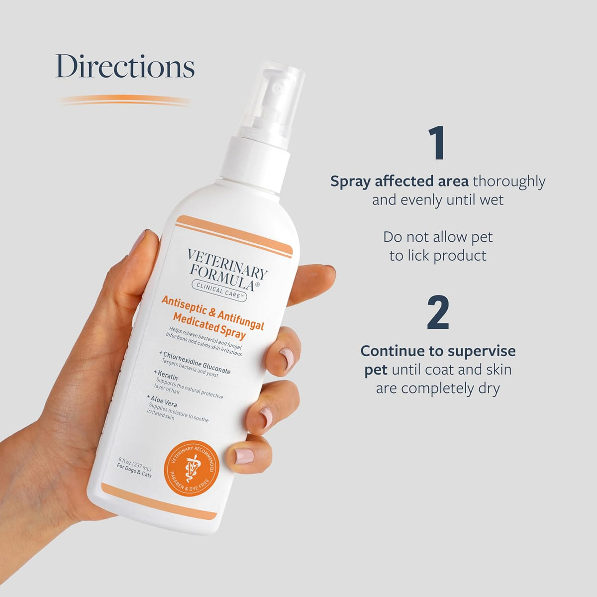 Veterinary Formula Clinical Care Antiseptic & Antifungal Spray 8 fl oz for Safe Daily Application Without Harsh Soap Residue