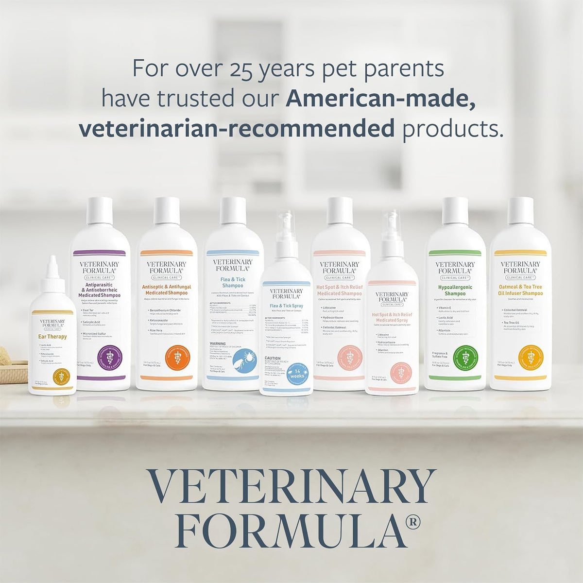Veterinary Formula Flea and Tick Shampoo for Dogs and Cats, Multi-Species Outdoor Bath for Horses Ferrets Dogs and Cats