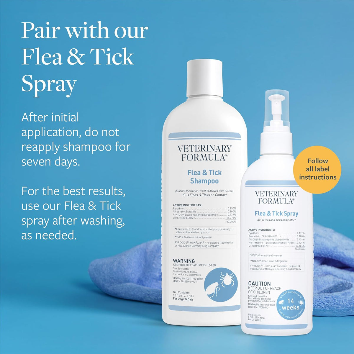 Veterinary Formula Flea and Tick Shampoo for Dogs and Cats, Multi-Species Outdoor Bath for Horses Ferrets Dogs and Cats
