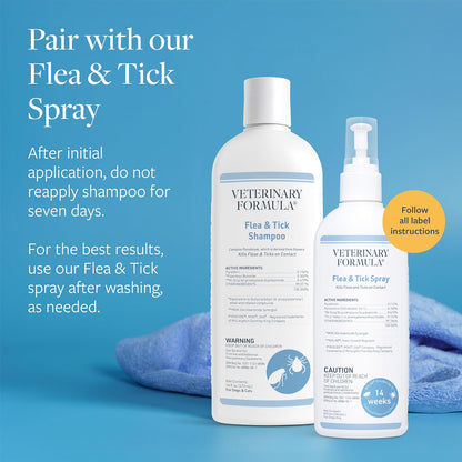 Veterinary Formula Flea and Tick Shampoo for Dogs and Cats, Multi-Species Outdoor Bath for Horses Ferrets Dogs and Cats