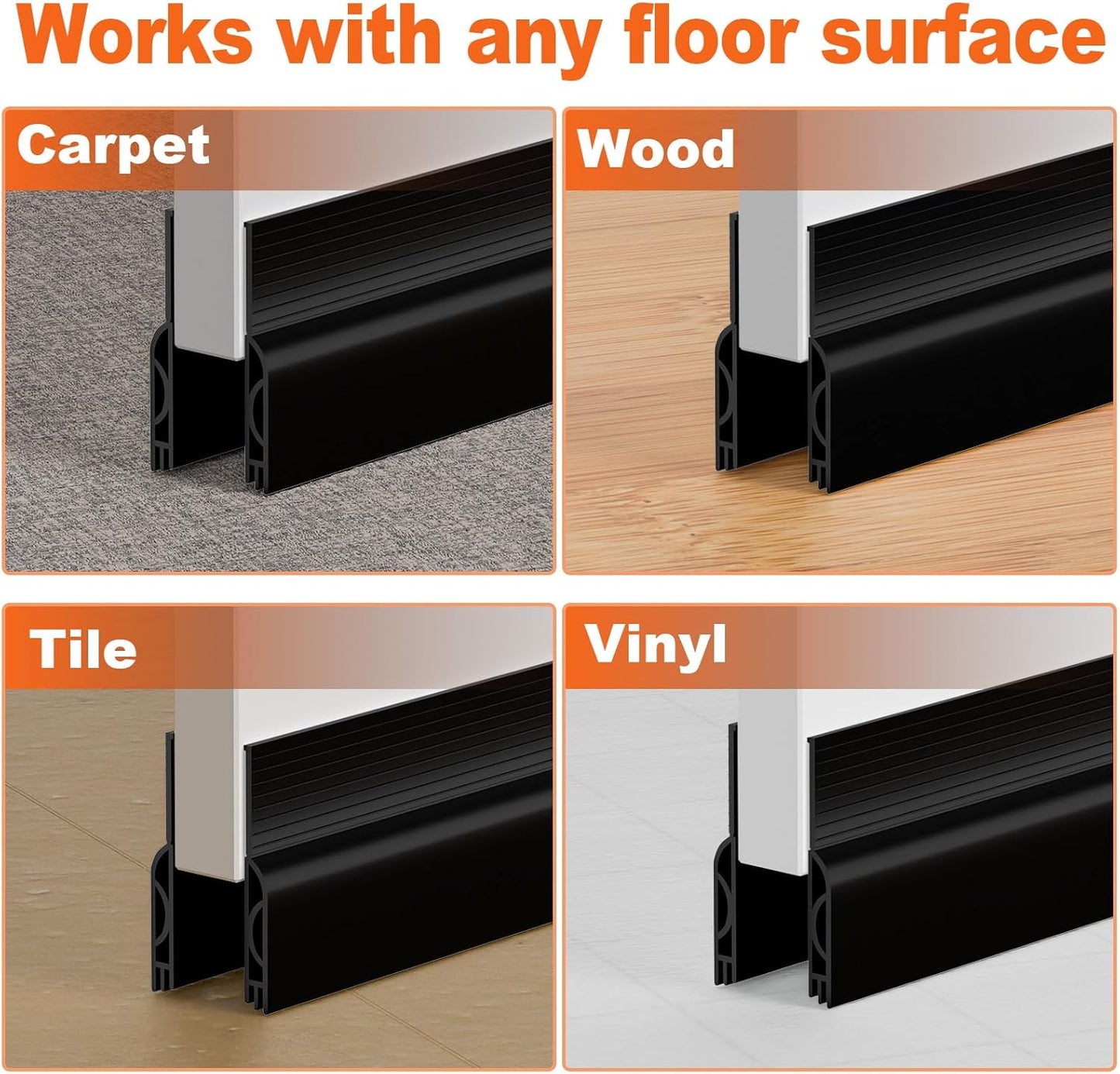 VibraGate Door Sweep for Bottom of Door – Pet-Friendly Interior Doorway Strip, No-Pinch Soft Silicone Edge