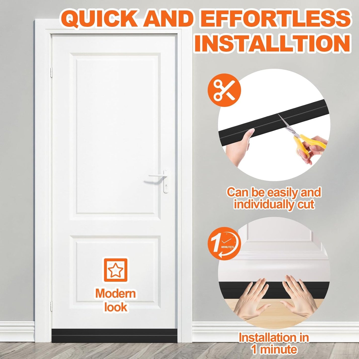 VibraGate Door Sweep for Bottom of Door – Pet-Friendly Interior Doorway Strip, No-Pinch Soft Silicone Edge