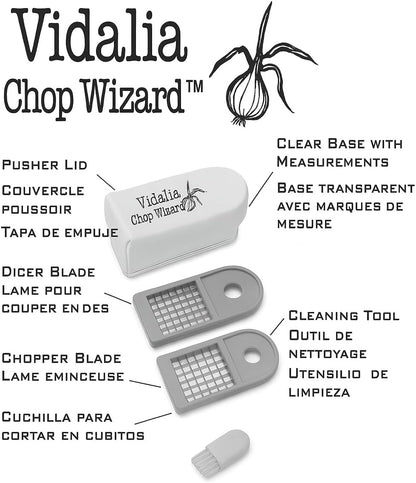 Vidalia Chop Wizard Vegetable Chopper – Kid-Friendly Kitchen Helper for Family Weekday Cooking, Uniform Diced Veggies in Seconds