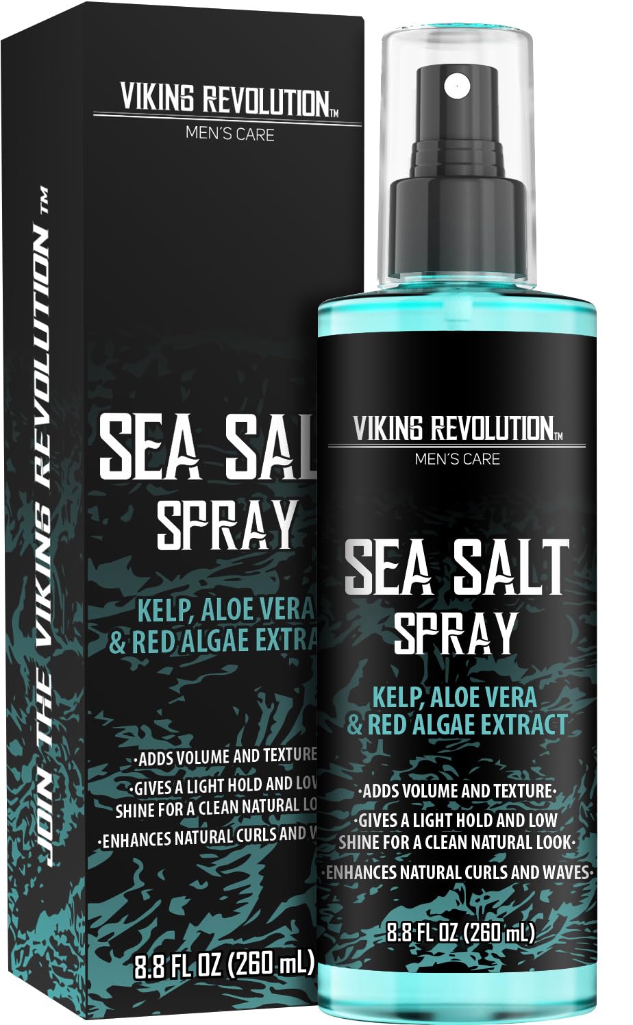 Viking Revolution Sea Salt Spray for Men - Hair Texturizing Spray with Kelp, Aloe Vera and Red Algae Extract - Surf Sprays to Add Volume and Texture for Men and Women Beach Hair - 8.8oz