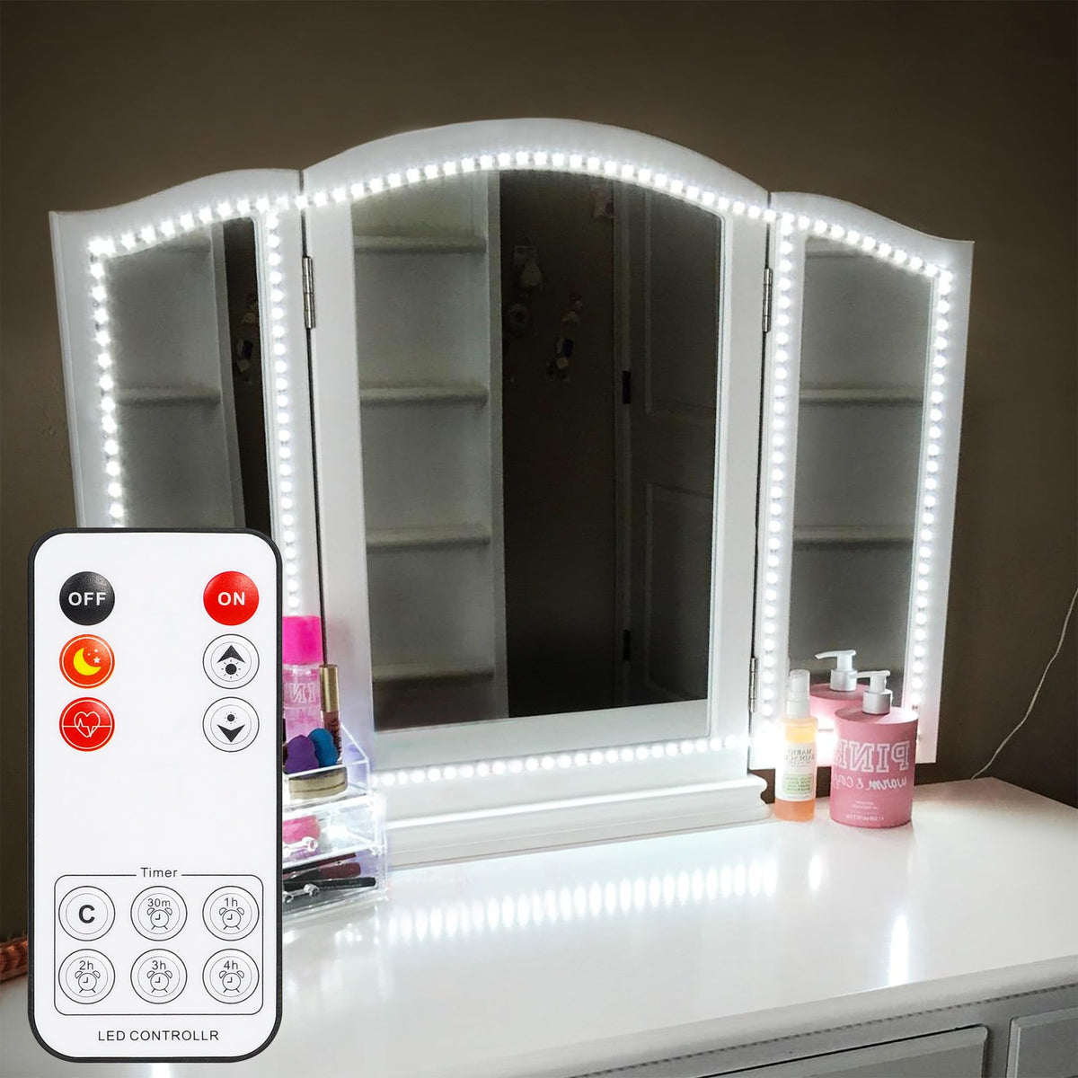 ViLSOM Led Vanity Mirror Lights Kit, 13ft/4M 240 LEDs Make-up Vanity Mirror Light for Vanity Makeup Table Set with Dimmer and Power Supply, Mirror not Included