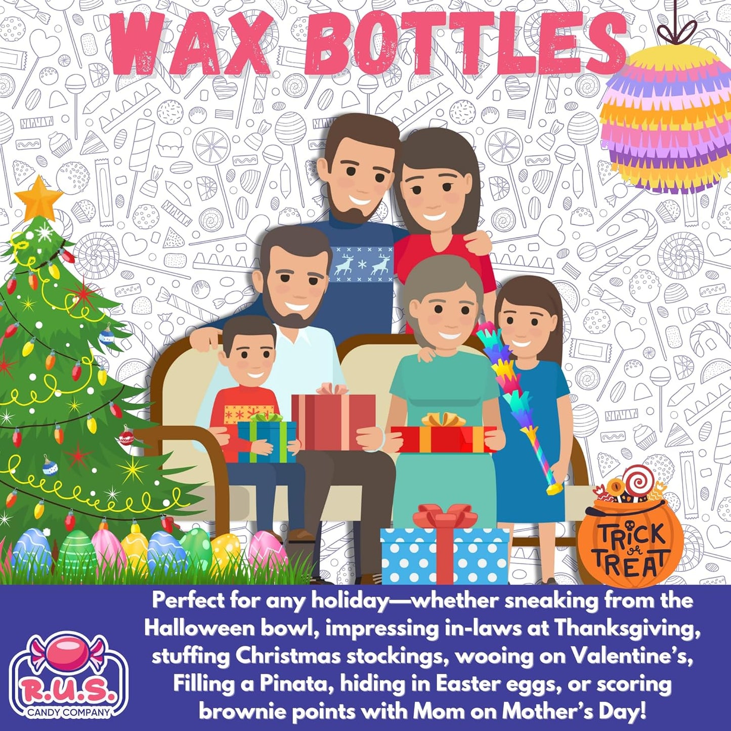 Vintage Wax Bottle Candy Bulk Pack – 5 Flavor Gift Bag for Housewarming and 90s Throwback Celebrations