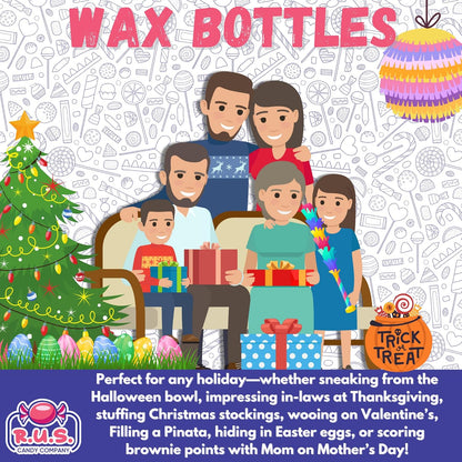 Vintage Wax Bottle Candy Bulk Pack – 5 Flavor Gift Bag for Housewarming and 90s Throwback Celebrations