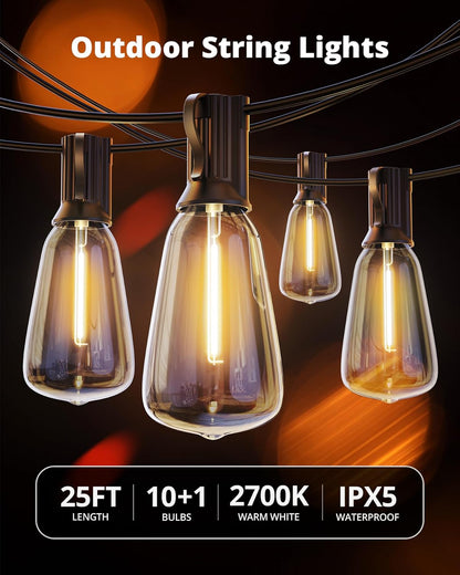 VIPAR Decorative String Lights – Dimmable Warm White Edison Bulbs for Aesthetic Indoor Ambiance and Modern Farmhouse Style