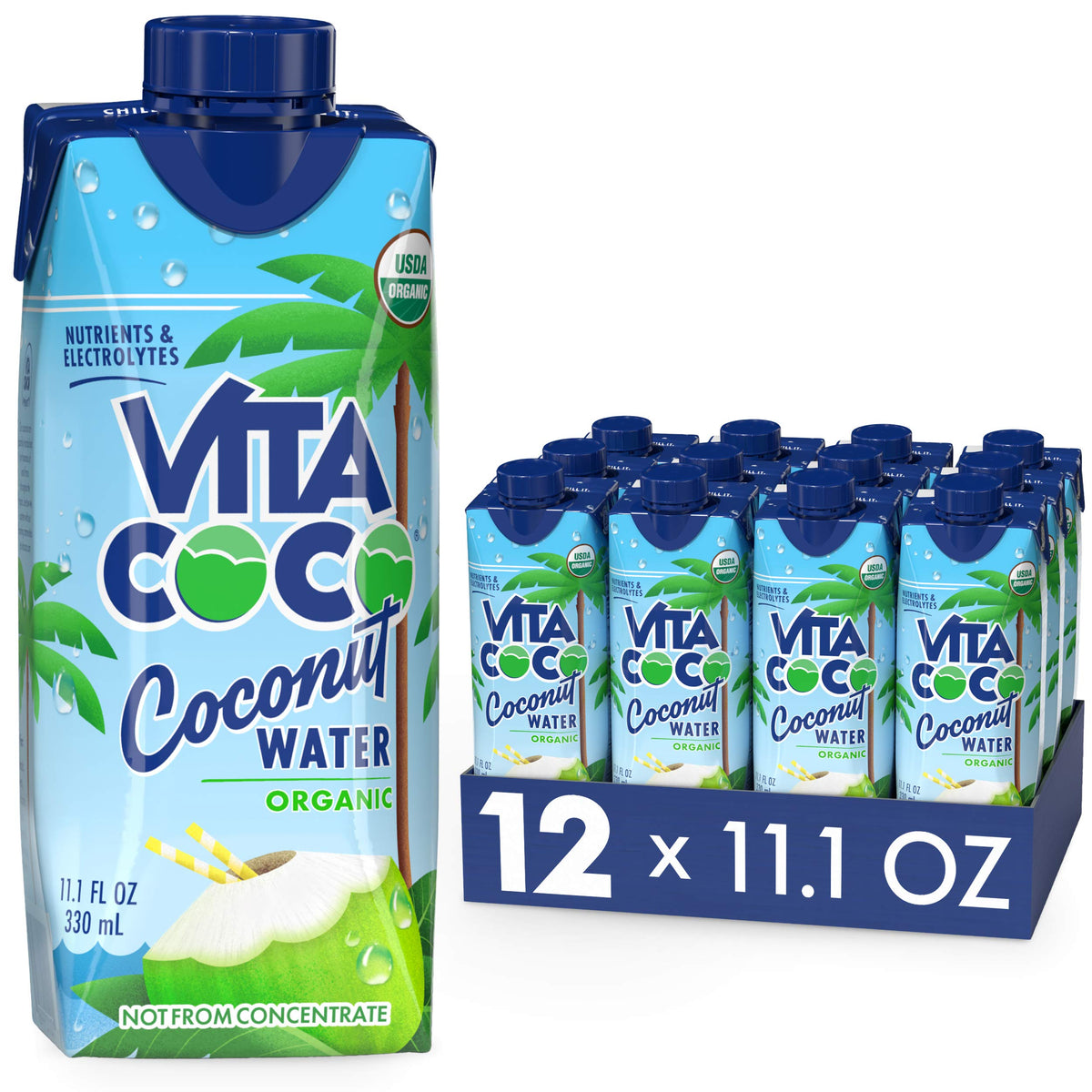Vita Coco Organic Coconut Water – Shelf-Stable 12-Pack for Clutter-Free Fridge Stocking