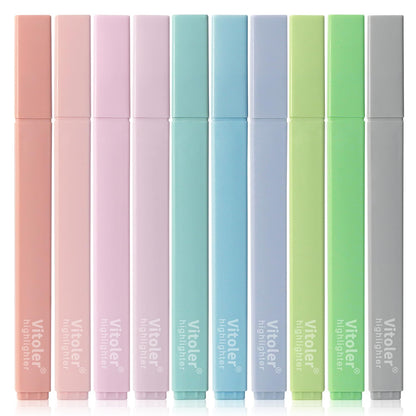 Vitoler Bible Highlighters with Soft Chisel Tip,10Pcs,Lake Colors,Aesthetic No Bleed Bible Highlighter Pastel,Cute Highlighters for School Office Supplies