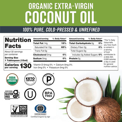 Viva Naturals Organic Coconut Oil – Valentine's Day Gift for Couples, Romantic Self-Care Cooking & Massage Oil