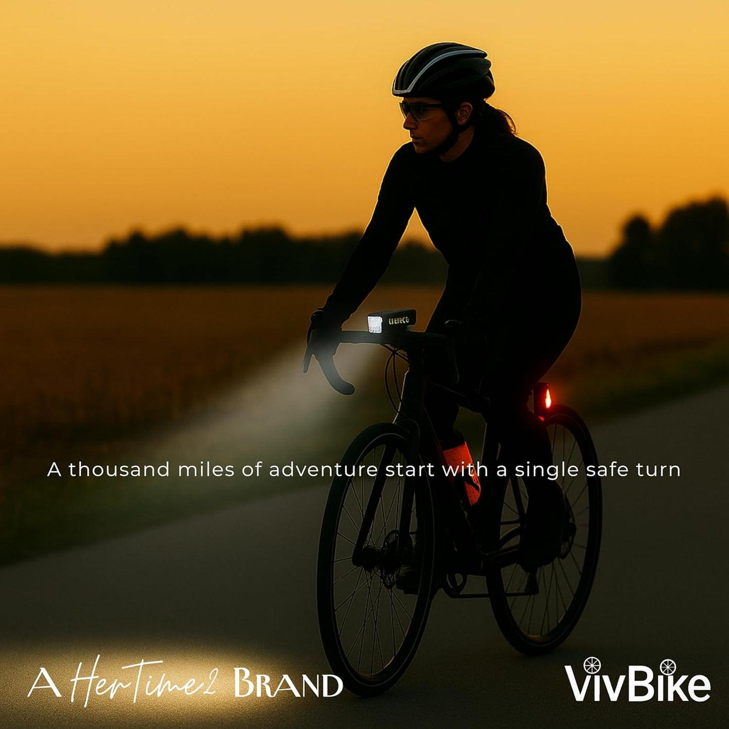 VivBike LED Bicycle Lighting Set – Quick-Install Front and Rear Lights for Campus and City Commuter Routines