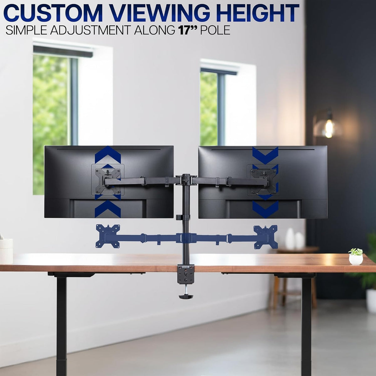 VIVO Dual Screen Desk Mount Gift for Him, Functional Workstation Stand for Fathers Day and Anniversary