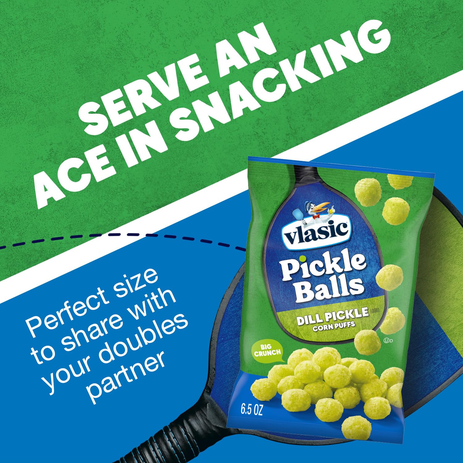Vlasic Pickle Balls Dill Pickle Flavored Corn Puffs 6.5 oz – Light Salty Snack for Backyard BBQs and Outdoor Movie Nights