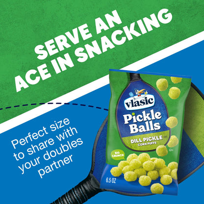 Vlasic Pickle Balls Dill Pickle Flavored Corn Puffs 6.5 oz – Light Salty Snack for Backyard BBQs and Outdoor Movie Nights
