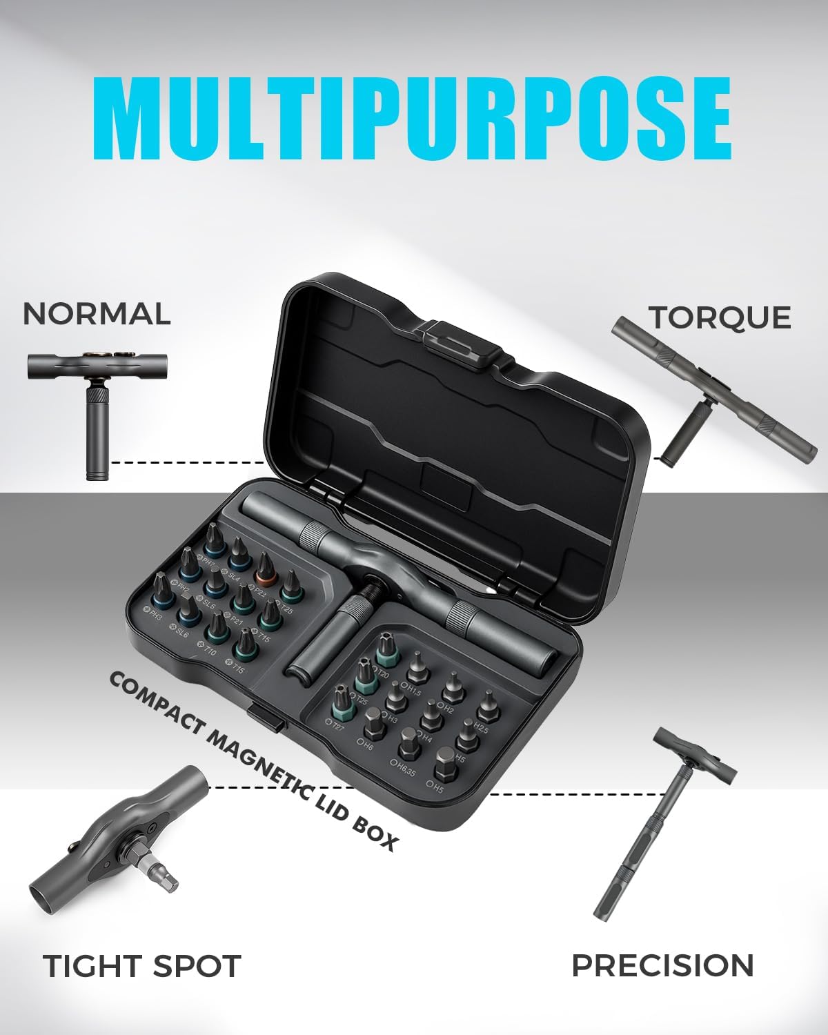 VMAN Ratchet Screwdriver Set – Holiday Gift for Graduates, All-in-One Repair Tool for First Apartments