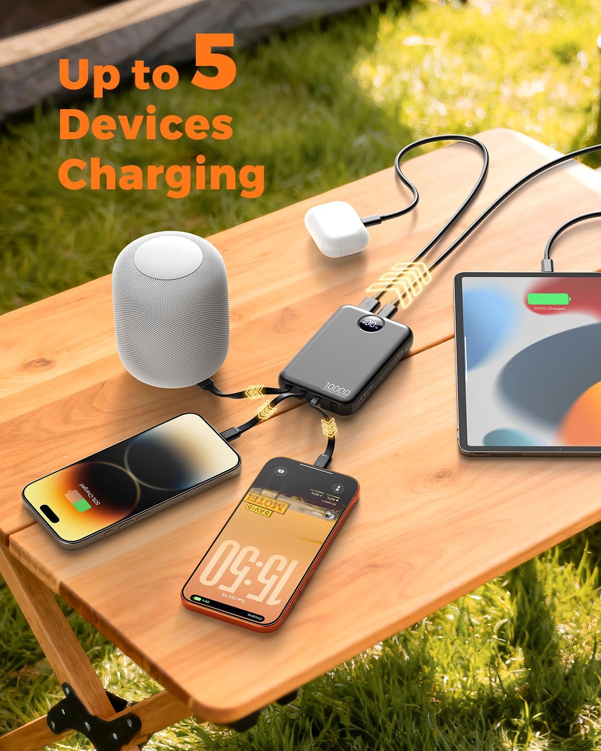 Voltura Voya Pocket-Size 10000mAh Charger with Built-in USB-C and Lightning Cables – Never Lose Focus Hunting for an Outlet Mid-Task