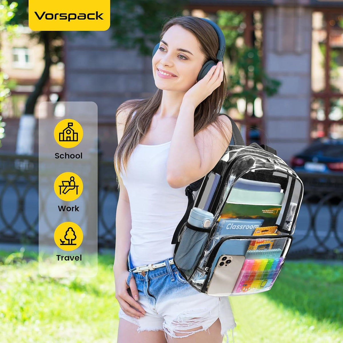 Vorspack Clear Backpack – Thoughtful Gift for Frequent Travelers, TSA-Approved Clear Tote