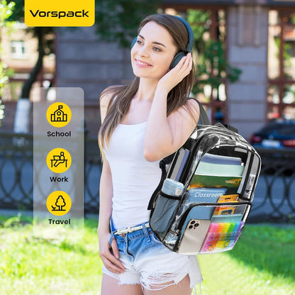 Vorspack Clear Backpack – Thoughtful Gift for Frequent Travelers, TSA-Approved Clear Tote