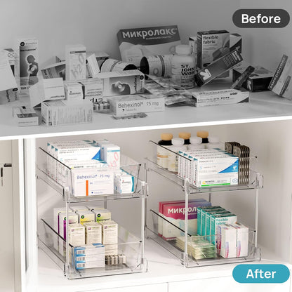 Vtopmart Stackable Under Sink Storage for Coordinated, Pinterest-Worthy Pantry and Vanity