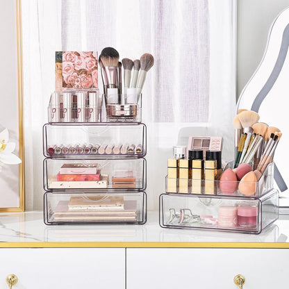 Vtopmart Transparent Makeup Drawer Organizer – Faster Vanity Setup with 2 Pull-Out Drawers for Daily Use