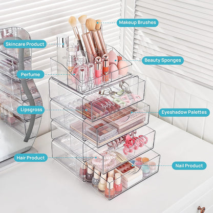 Vtopmart Transparent Makeup Drawer Organizer – Faster Vanity Setup with 2 Pull-Out Drawers for Daily Use