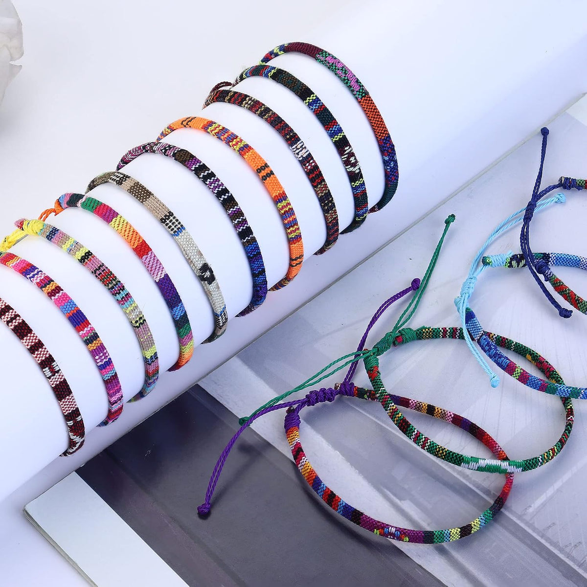 WATERPROOF JEWELRY 24-Pack Boho Surfer Anklet Set – Shower-Friendly Mindful Accessory, Handmade Beaded Bracelet for Self-Care Rituals