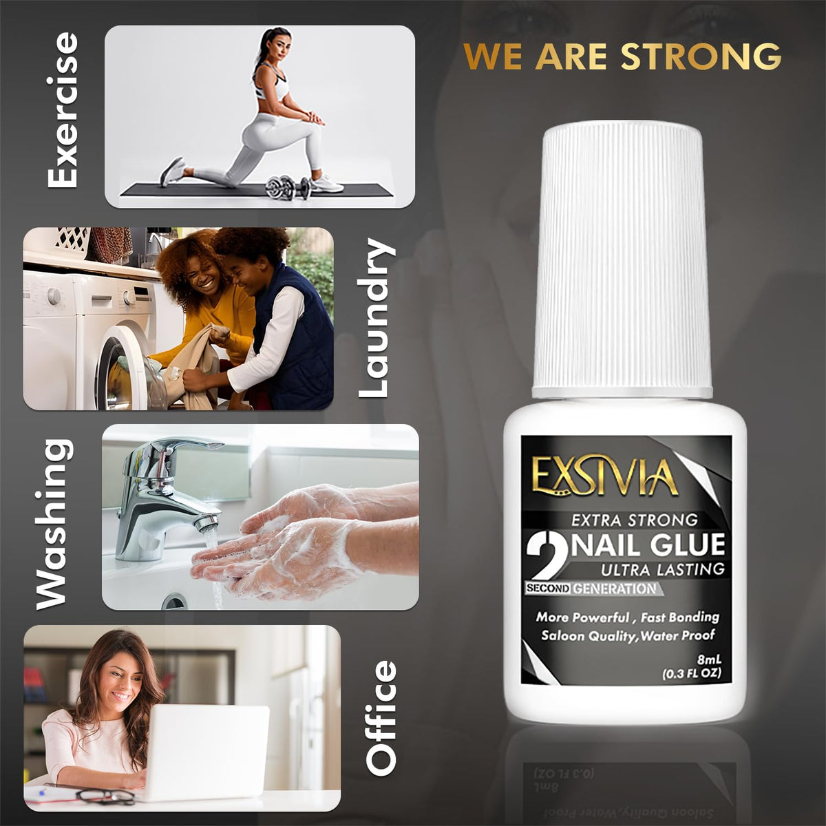 Waterproof Nail Glue for Press On Nails – Family-Safe Brush-On Formula for Quick Repairs Anytime, 10ml