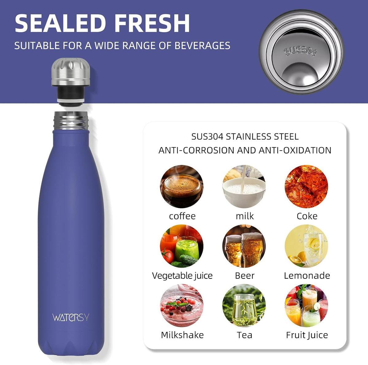 WATERSY BPA-Free Water Bottle – Non-Toxic, Rust-Proof Hydration for Kids' Lunches and Family Outings