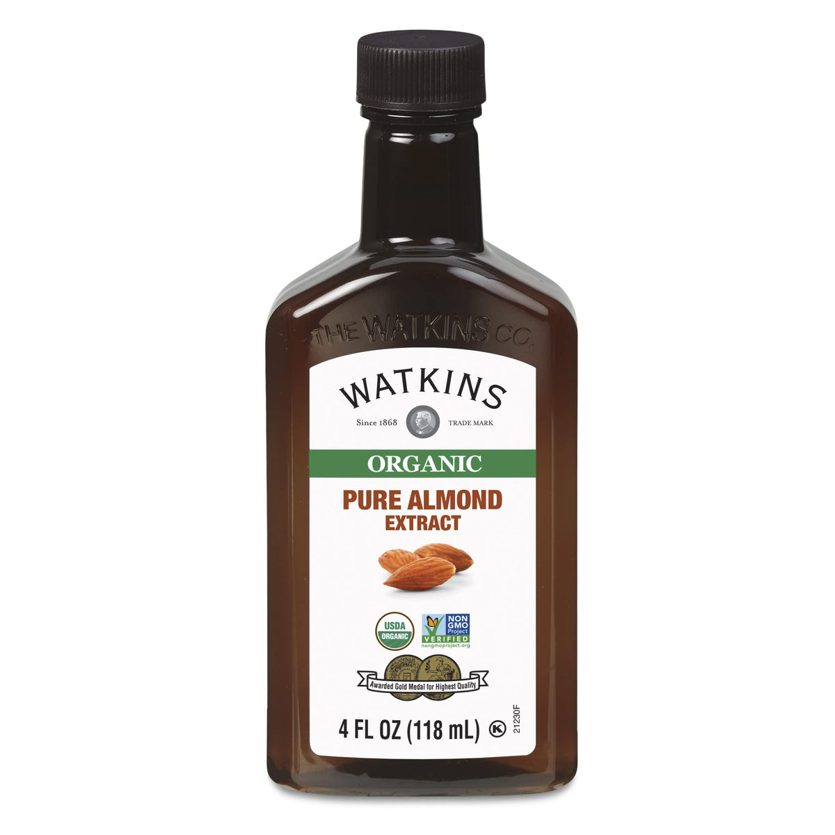 Watkins Organic Pure Almond Extract, Non-GMO, Kosher, 4 oz. Bottle, 1-Pack